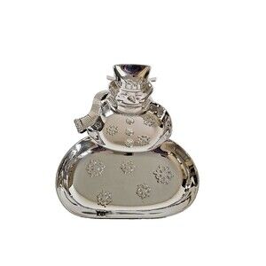 Vintage Snowman Holiday Tray Silverplate International Silver Company  Frosty